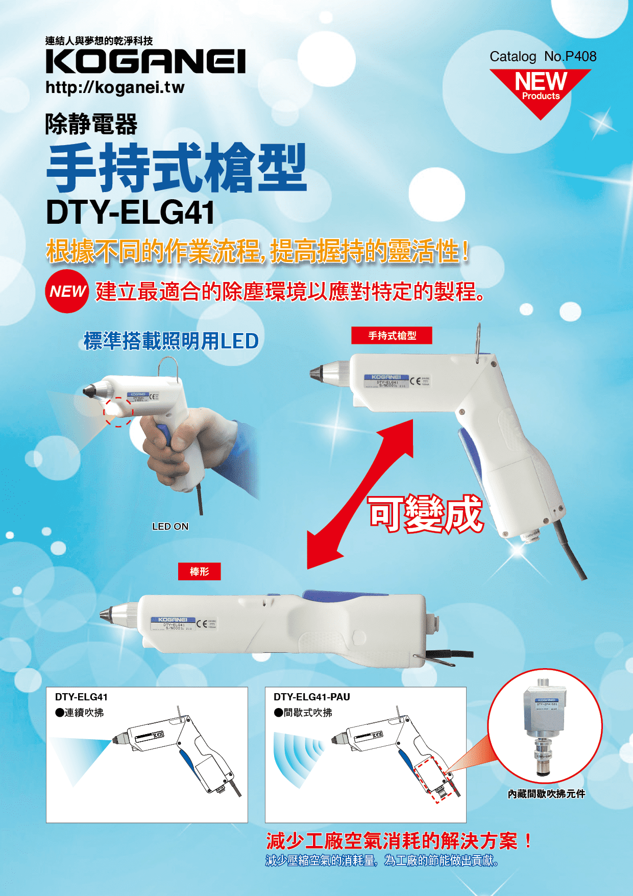 手持式槍型除靜電器 (DTY-ELG41)-產品特色1